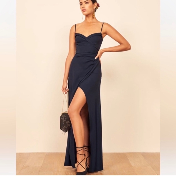 Reformation Dresses & Skirts - Reformation Loire Dress Navy Blue 2 Maxi Sleeveless Formal Gown